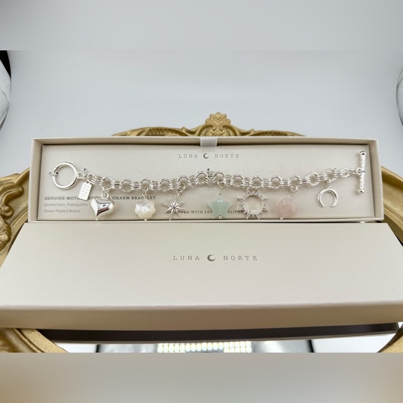 Luna Norte Genuine Stone Charm Bracelet – Silver-Plated with Mixed Charm… - Picture 3 of 5